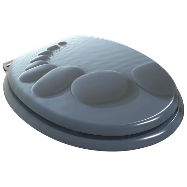 vidaXL Toaletni pokrov s tiho zaporo Siva 44 x 38 cm MDF plo&scaron;ča