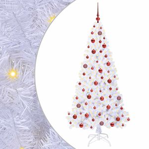 vidaXL Umestno božično drevo med 300 LED Bela 180 cm PVC in jeklo