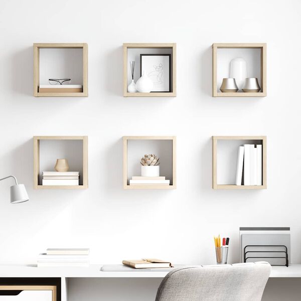 vidaXL Stenske police kockaste 6 kosov sonoma hrast 22x15x22 cm