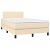 vidaXL Box spring postelja z vzmetnico krem 120x190 cm blago