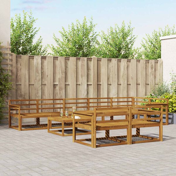 vidaXL Zunanja garnitura za sedenje 9 pcs Naravna Masiven les akacije