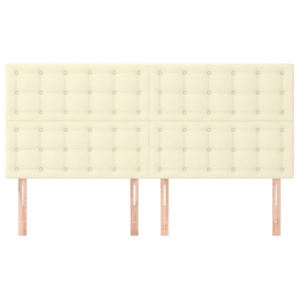 vidaXL Vzglavje postelje kremne barve 160x5x118/128 cm umetno usnje