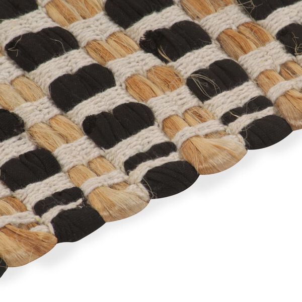 vidaXL Ročno pletene kopalni&scaron;ke preproge iz jute naravne in črne