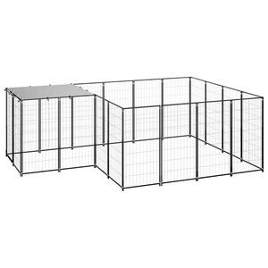 vidaXL Pasji boks črn 6,05 m² jeklo