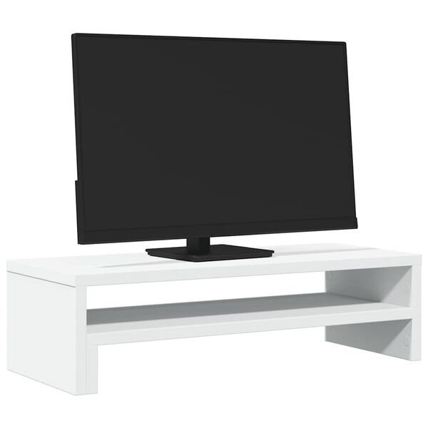 vidaXL Stojalo za monitor bela 54x22x15 cm inženirski les