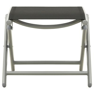 vidaXL Zložljiv stolček za noge črn in srebrn tekstil in aluminij