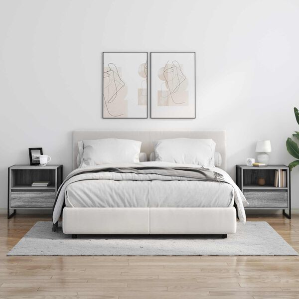 vidaXL Nočna omarica Siva Sonoma 50 x 39,5 x 50 cm Konstruiran les