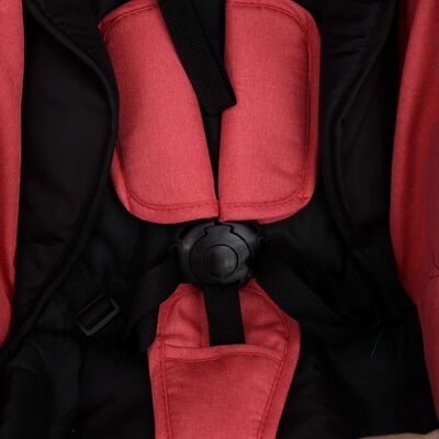 vidaXL Otroški voziček 3 v 1 rdeč in črn jeklen