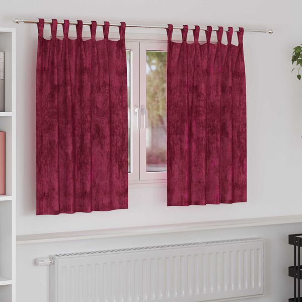 vidaXL Velvete zavese 2 pcs Vinorodna rdeča 140 x 140 cm Žamet