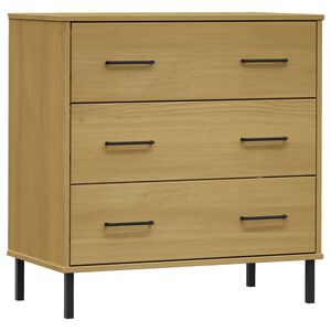 vidaXL Komoda s 3 predali rjava 77x40x79,5 cm trden les OSLO