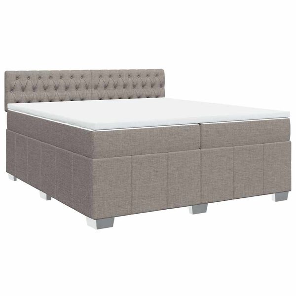 vidaXL Box spring postelja z vzmetnico taupe 200x200 cm blago