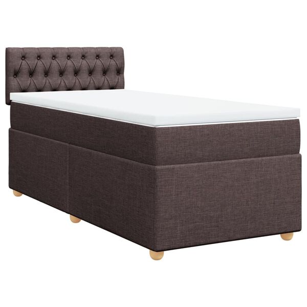 vidaXL Box spring postelja z vzmetnico temno rjav 90x190 cm blago