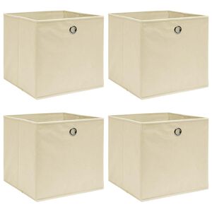 vidaXL &Scaron;katle za shranjevanje 4 kosi krem 32x32x32 cm blago