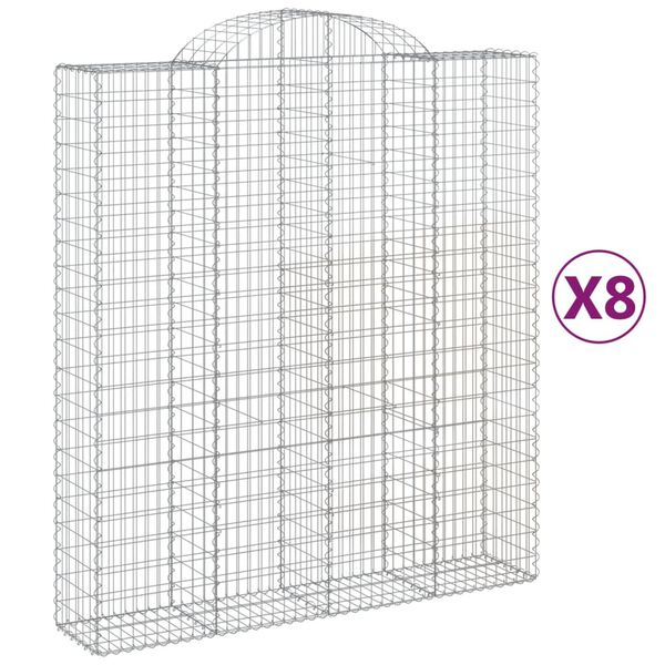 vidaXL Obokane gabion ko&scaron;are 8 kosi 200x50x220/240 cm pocinkano železo