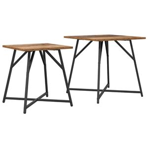 vidaXL Komplet stranskih mizic 2 kos Staro les in črna 50 x 50 x 50 cm