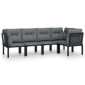 vidaXL Vrtna garnitura 5-delna črna in siva poli ratan