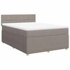 vidaXL Box spring postelja z vzmetnico taupe 140x200 cm blago
