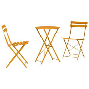 vidaXL Zložljiv bistro set 3 kos Gorčična Jeklo