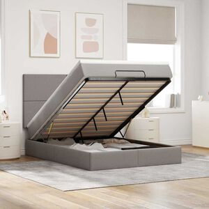 vidaXL Otomanska postelja z vzmetnico taupe 140x190 cm blago