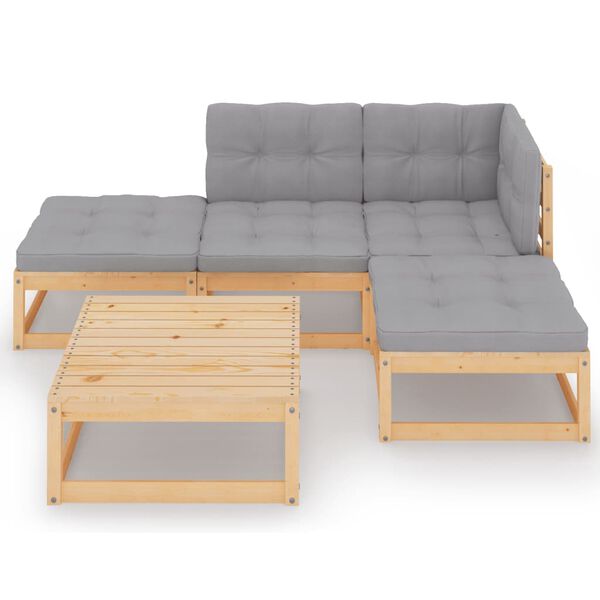 vidaXL Vrtna sedežna garnitura 5-delna z blazinami trdna borovina