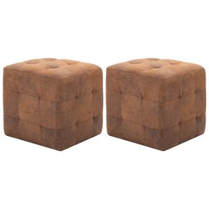 vidaXL Nočne omarice 2 kosa rjave 30x30x30 cm umetno semi&scaron; usnje