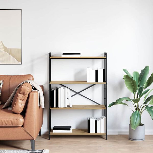 vidaXL Knjižna polica Umetni hrast 80 x 30 x 120 cm Konstruiran les