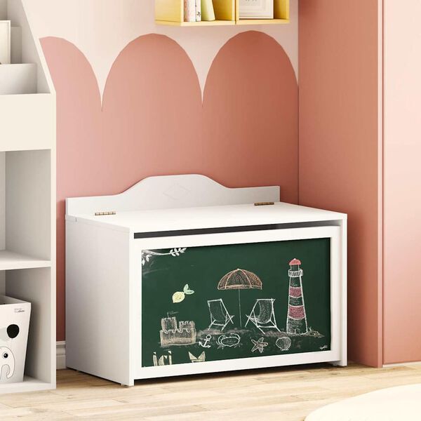 vidaXL &Scaron;katla za shranjevanje z napisi na prednji strani ROROS Bela