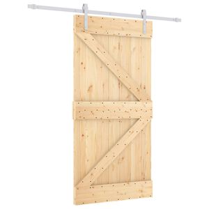 vidaXL Drsna vrata Naravna in bela 100 x 210 cm Trdna borovina