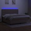 vidaXL Box spring postelja z vzmetnico LED taupe 200x200 cm blago
