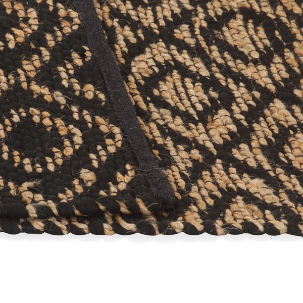 vidaXL Ročno pletena preproga iz jute 120x180 cm naravna in črna