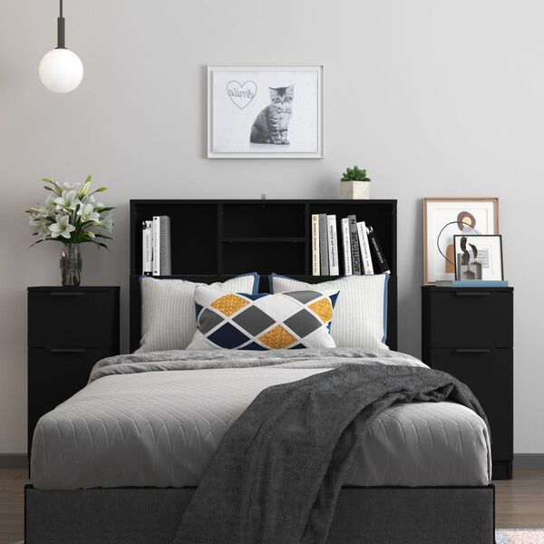 vidaXL Komoda 2 kosa črna 30x30x70 cm inženirski les