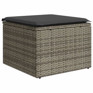 vidaXL Vrtni stolček z blazino siv 55x55x37 cm poli ratan