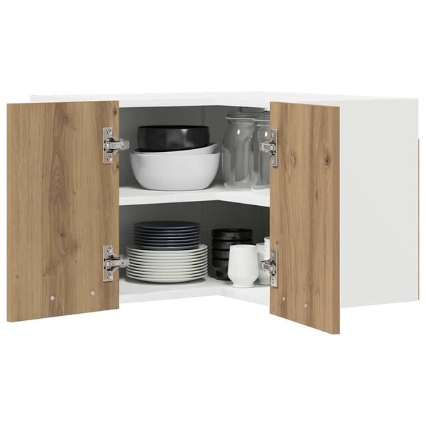 vidaXL Viseča omarica Artisan hrast in bela 57 x 57 x 40 cm