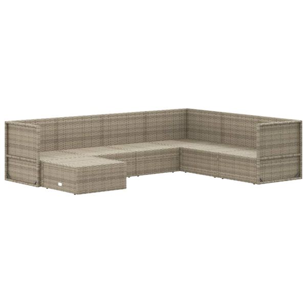 vidaXL Vrtna sedežna garnitura 7-delna z blazinami siv poli ratan