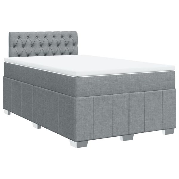vidaXL Boxspring postelja z vzmetnico svetlo siva 120x190 cm blago