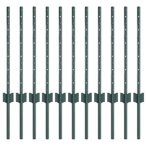 vidaXL Steber ograje. 11 pcs Zelena 100 cm Jeklo