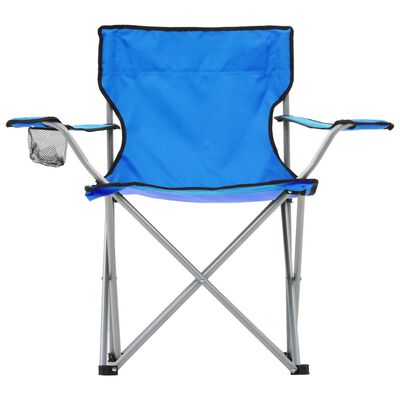 vidaXL Kamping miza in stoli 3 kosi modre barve