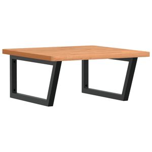 vidaXL Stenska polica za umivalnik jeklo in trdna bukovina