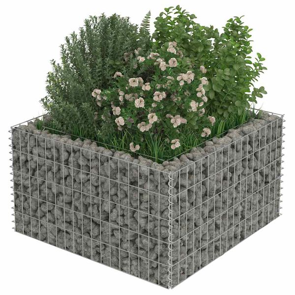 vidaXL Visoka greda gabion pocinkano jeklo 90x90x50 cm