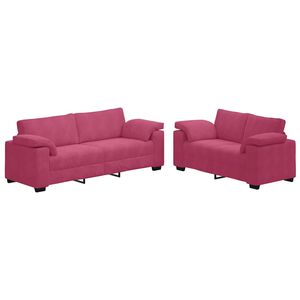vidaXL 2-delni komplet sedežne garniture z blazinami vinsko rdeč žamet