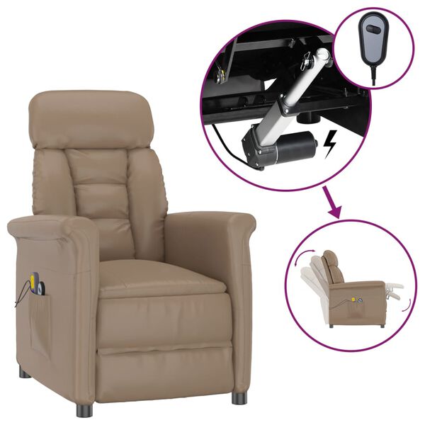 vidaXL Električni masažni stol kapučino umetno usnje