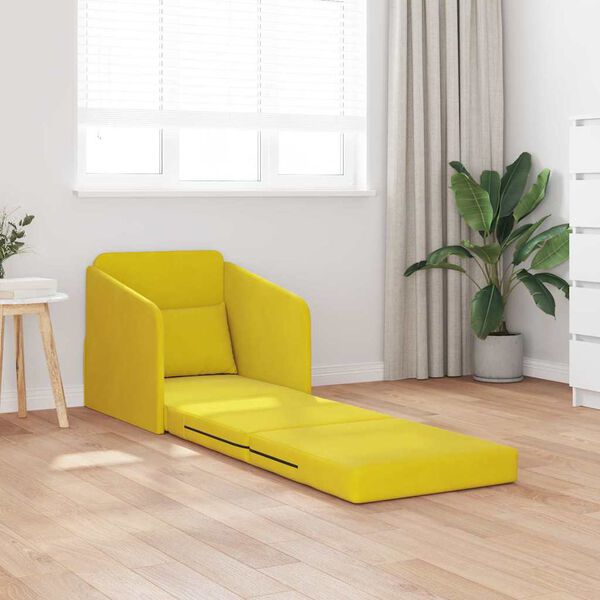 vidaXL Sofa postelja Rumena 65 x 80 x 83 cm Žamet