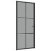 vidaXL Notranja vrata 93x201,5 cm črno ESG steklo in aluminij