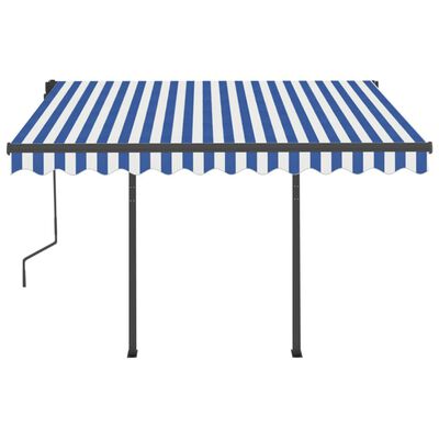 vidaXL Ročna zložljiva tenda s stebrički 3x2,5 m modra in bela