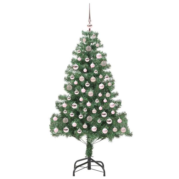 vidaXL Božično drevo med 300 LED z stojalom Zelena 180 cm PVC