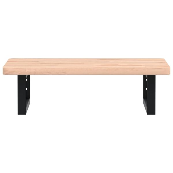 vidaXL Stenska polica za umivalnik jeklo in trdna bukovina