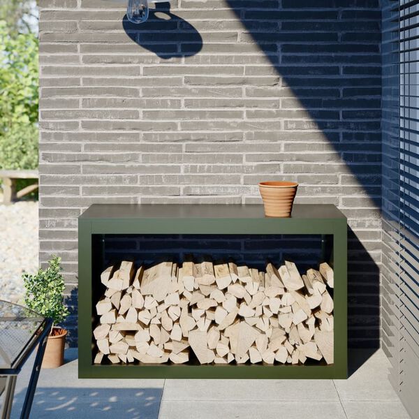 vidaXL Stojalo za drva zeleno 100x40x60 cm jeklo