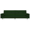 vidaXL Kavč dvosed z leži&scaron;čem in dvema blazinama temno zelen žamet