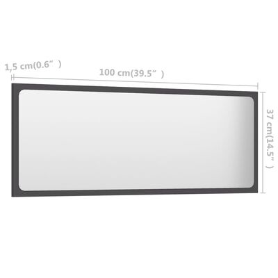 vidaXL Kopalniško ogledalo sivo 100x1,5x37 cm iverna plošča