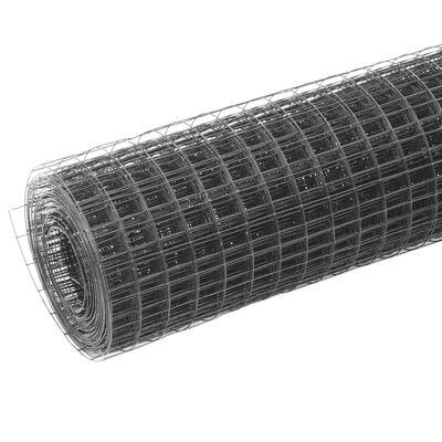 vidaXL Žična mreža za ograjo jeklo s PVC oblogo 25x0,5 m siva